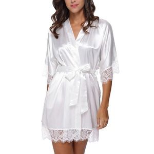 White satin and lace robe